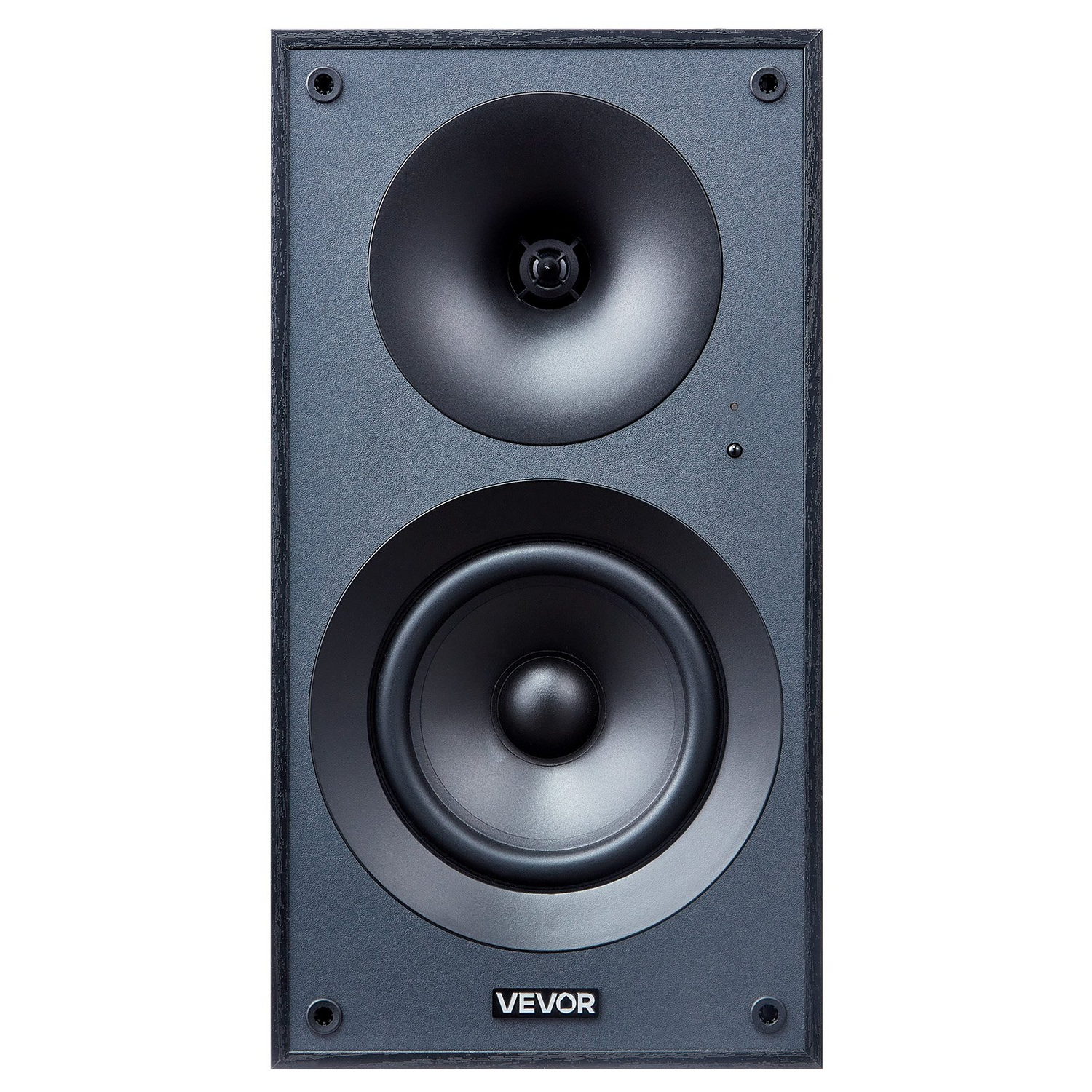 Start2Finish VEVOR powered bookshelf speakers with 25W x 2, 5.25-inch woofer, wooden enclosure, Bluetooth and multiple audio connections.