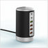 Maroon Asteria 6-port cylindrical adapter with 65W fast charging for mobile and laptop devices, compact high-power accessory