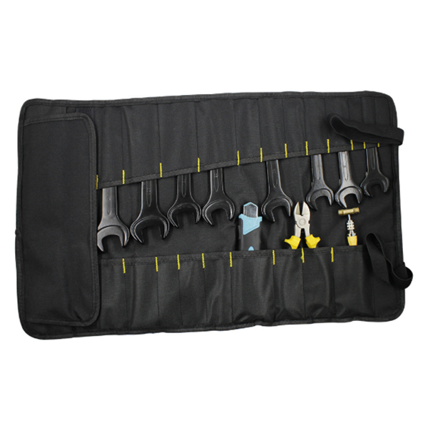Maroon Asteria portable multifunctional reel type hardware tool bag, tote style with multiple compartments for tools and accessories