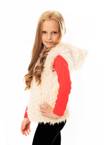 Cream faux fur vest for kids from Champagne Cronus, soft and cozy kid&