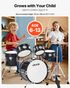 Start2Finish VEVOR Kids 5-Piece Drum Set with cymbal, drumsticks, adjustable throne, black junior beginner musical instruments for children