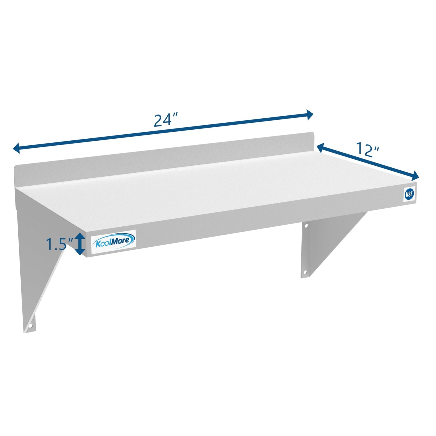 Violet Blackhaw 12x24 inch heavy-duty stainless steel wall shelf, 18-gauge, suitable for food and beverage storage, sturdy and durable.