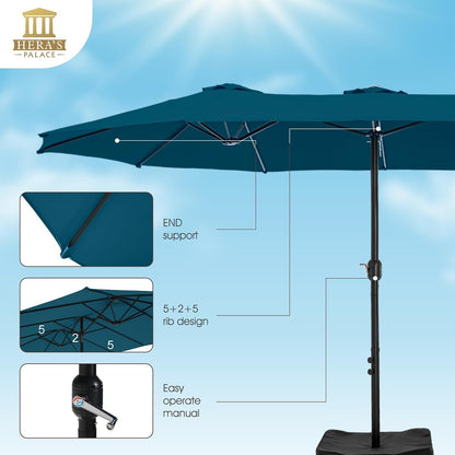 Cerulean 15ft Rectangular Patio Umbrella With Base