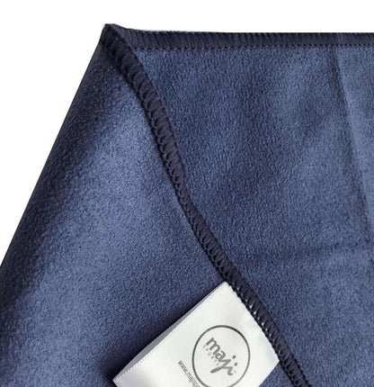 Black Lavender Maji Sports Premium Absorption Microfiber Hot Yoga Hand Towel laid flat, showing soft microfiber texture and black color.