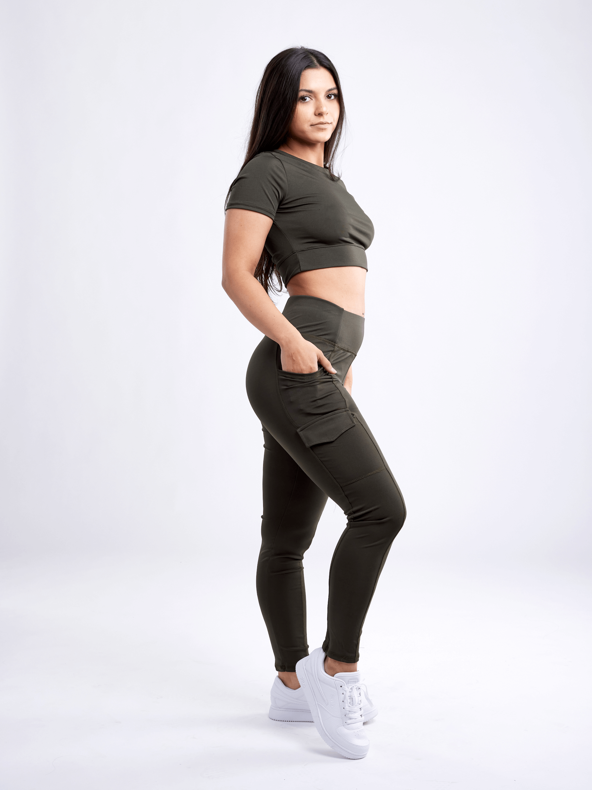 Black Lavender JupiterGear short-sleeve crop top for activewear, shown in black with a fitted design and breathable fabric.