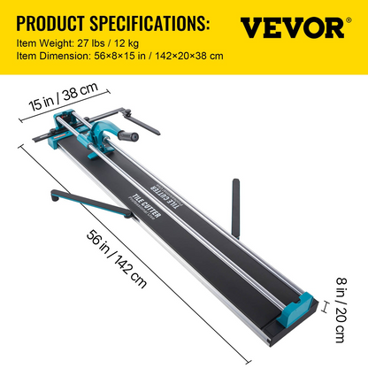 Start2Finish VEVOR manual tile cutter with 48-inch cutting length, laser guide, for ceramic and tile cutting tools and equipment.