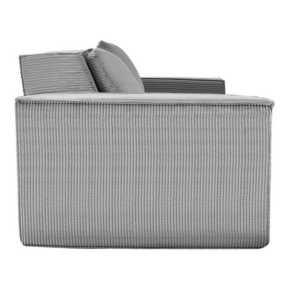 Gray VEVOR loveseat sofa with soft cushions, pocket springs, and modern corduroy fabric, perfect for living room, bedroom, or office.