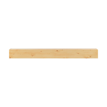 Rustic natural wood fireplace mantel by Start2Finish, 60-inch wall-mounted floating shelf with handcrafted farmhouse style decor.