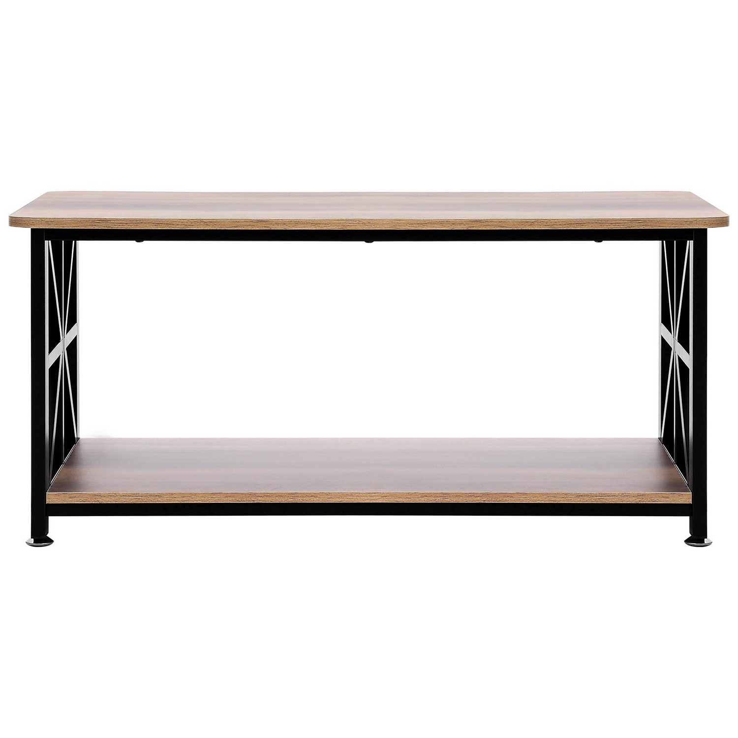 Start2Finish VEVOR 40-inch rustic wooden farmhouse coffee table with open storage, brown and black finish, ideal for living rooms and bedrooms.