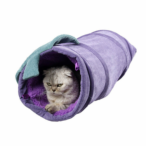 Maroon Asteria Creative Fruit Funny Pet Cat Tunnel Toy with colorful fabric and playful design for cats&