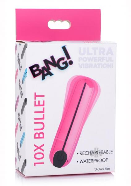 Pink rechargeable metallic vibrating bullet from Start2Finish, compact adult product with a smooth metallic finish.