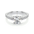 Round brilliant lab-grown diamond channel engagement ring in 14K white gold with F/VS clarity and sparkle.