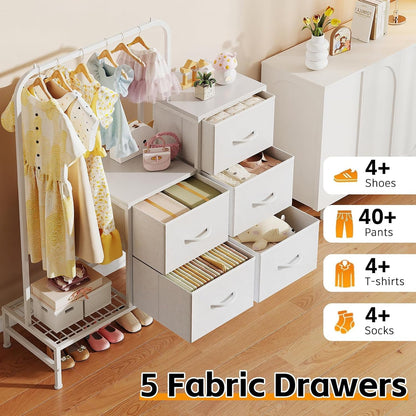 White Dresser With Hanging Clothing Rack Organizer