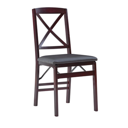 Set of two Triena 18-inch X-back folding chairs by Start2Finish, showcasing lightweight wood frames and classic folding design.