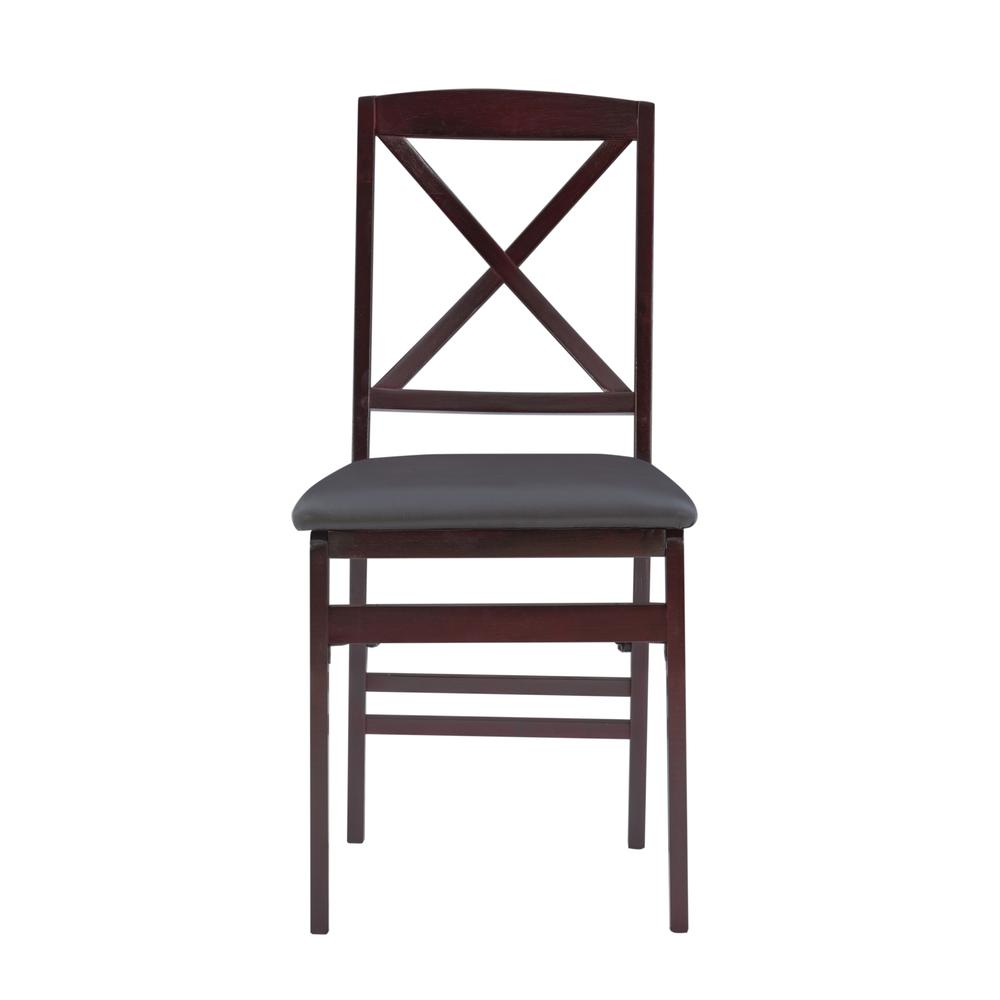 Set of two Triena 18-inch X back folding chairs by Start2Finish, lightweight wooden furniture with a foldable X-shaped back design.