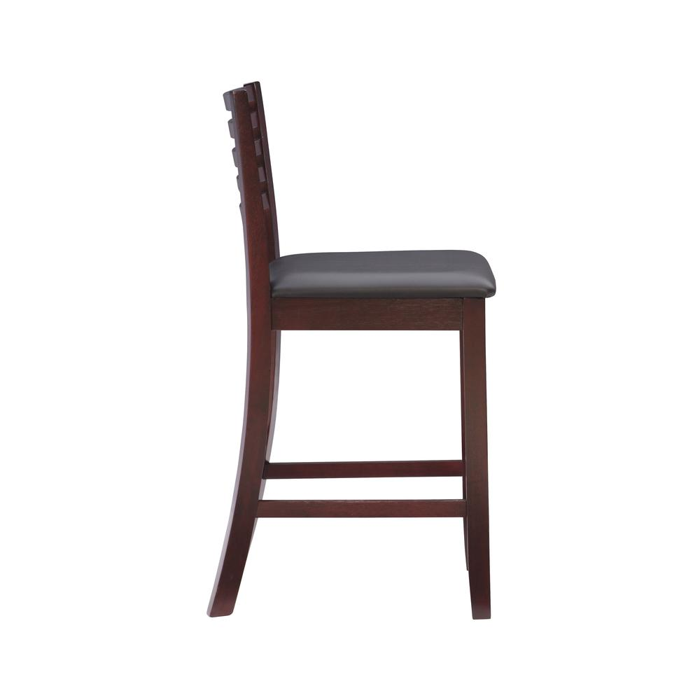 Start2Finish Triena 24-inch ladder counter stool with wooden seat and metal frame, showcasing a modern, industrial design.