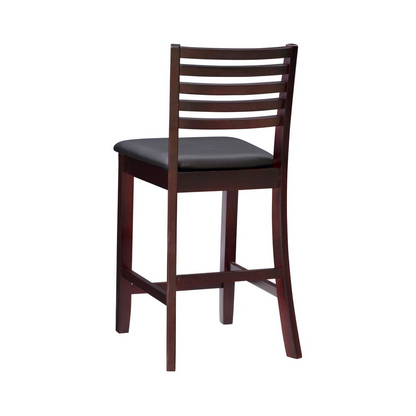 Start2Finish Triena 24-inch ladder counter stool with wooden seat and metal frame, shown in a modern kitchen setting.
