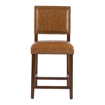Start2Finish Brook Counter Stool in caramel with a wooden seat and metal legs, ideal for kitchen or bar area seating.