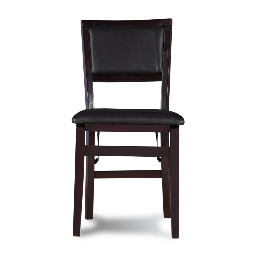 Pair of Start2Finish Kiera 18-inch pad back folding chairs, black metal frame with cushioned seats, set of two for versatile seating.
