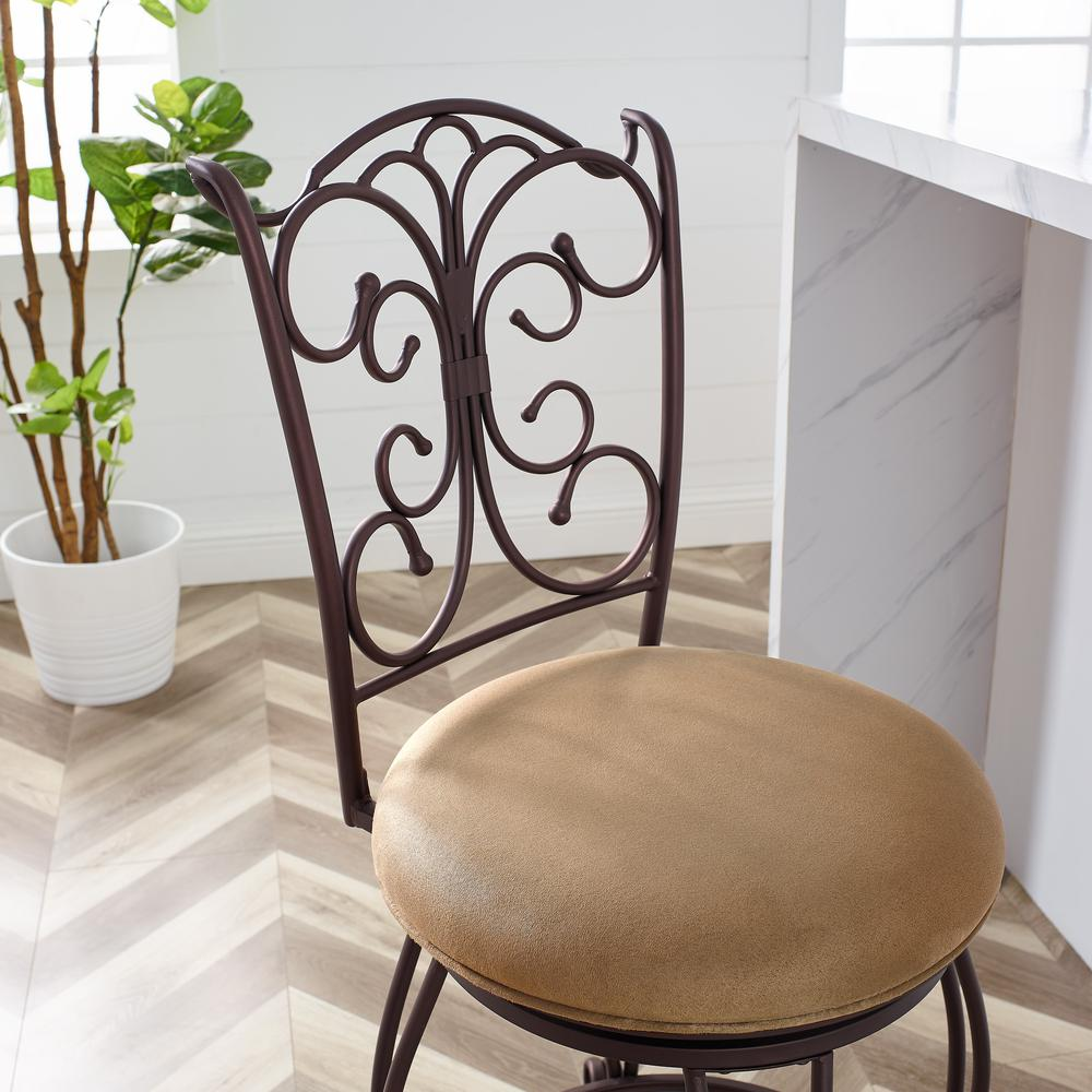 Start2Finish Gathered Back Counter Stool 24 with wooden seat and metal frame, showcasing its stylish design and sturdy construction.