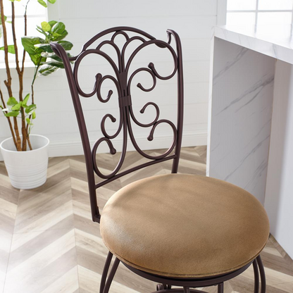 Start2Finish Gathered Back Counter Stool 24 with wooden seat and metal frame, showcasing its stylish design and sturdy construction.