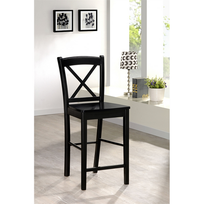 Black 30-inch back bar stool from Start2Finish with a modern design, featuring a sturdy frame and comfortable backrest.