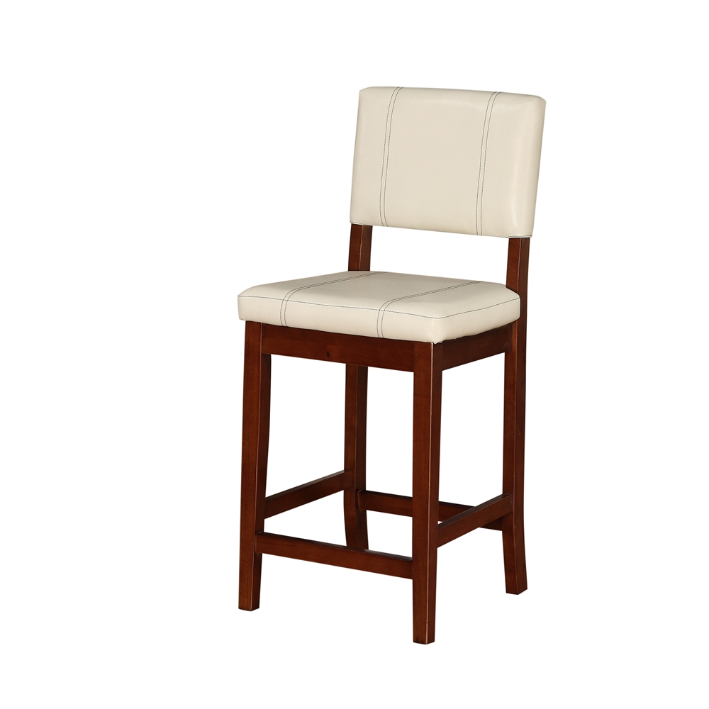 Cream Milano counter stool by Start2Finish with a modern design, featuring a cushioned seat and wooden legs.