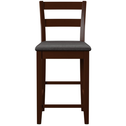 Start2Finish Triena 24-inch Soho counter stool with a modern design, featuring a sleek wooden seat and metal legs.