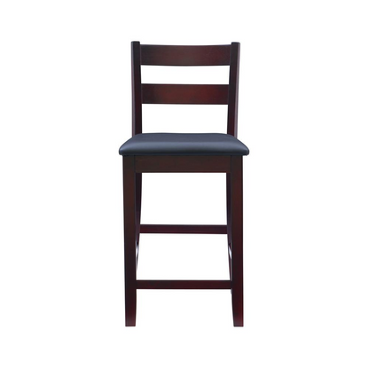 Start2Finish Triena 24-inch Soho counter stool with wooden legs and cushioned seat, shown in natural wood finish.