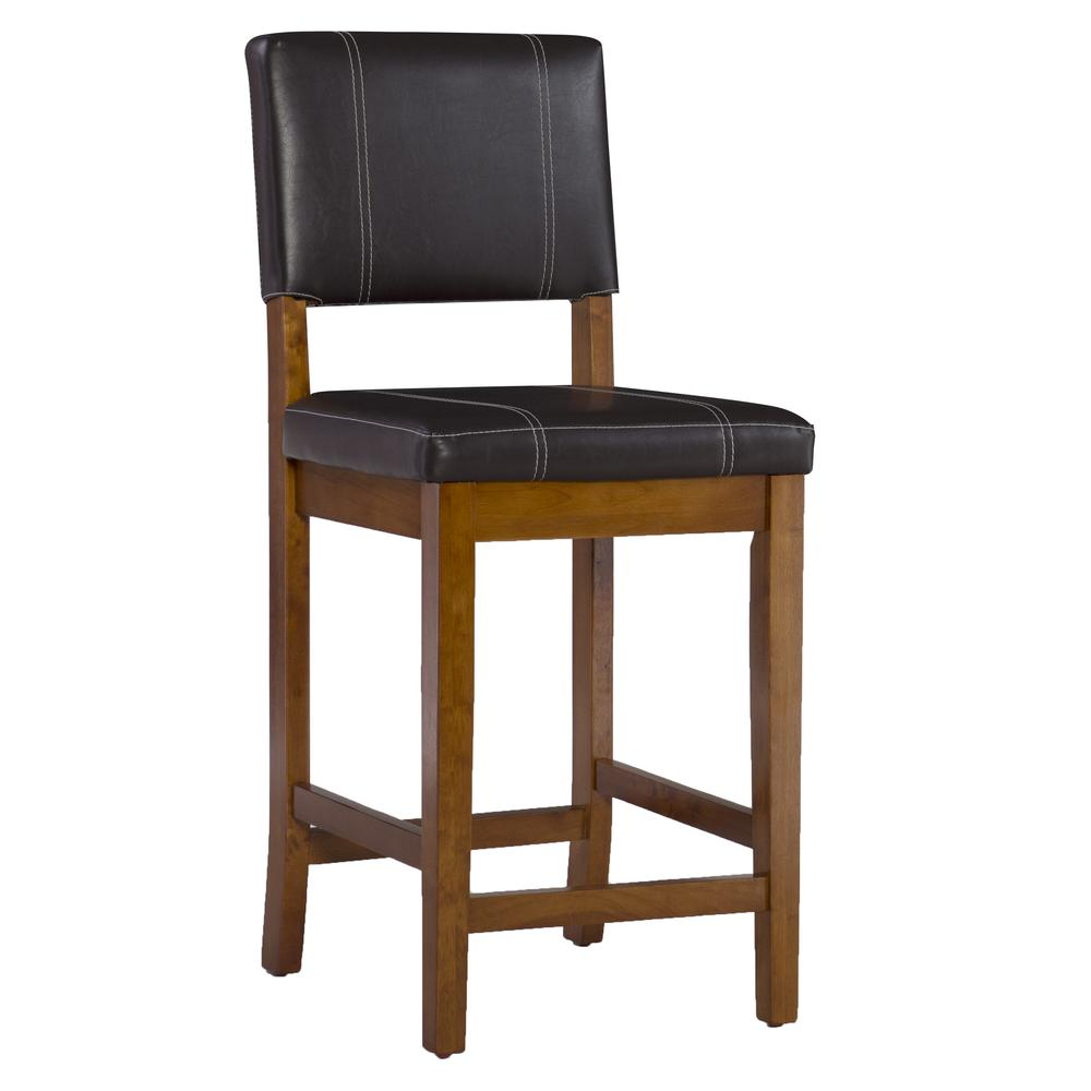 Milano Counter Stool Brown by Start2Finish, 24-inch height, with wooden legs and cushioned seat for kitchen or bar area.