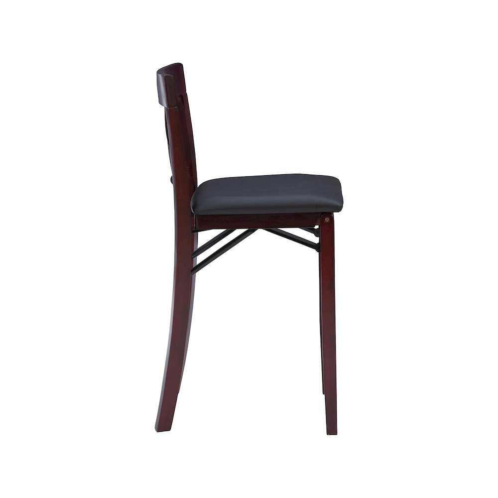 Start2Finish Triena 24-inch back folding counter stool with X-style metal frame and cushioned seat, ideal for kitchen or bar areas.