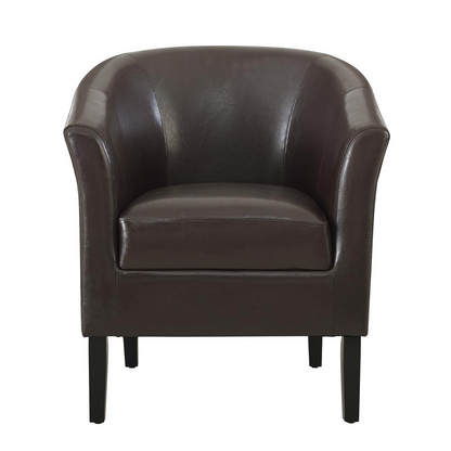 Start2Finish Simon Brown club chair in beige fabric, with plush cushioning and wooden legs, showcasing stylish furniture design.