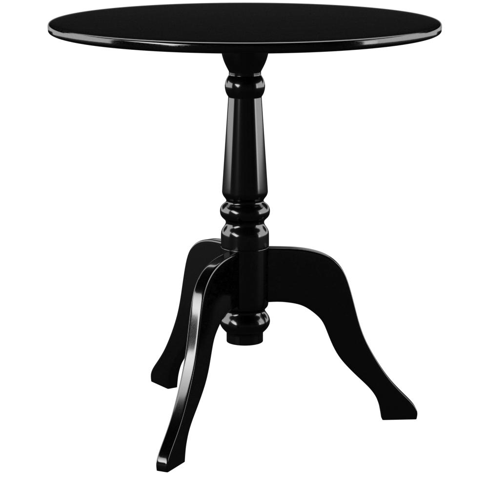 Black acrylic end table with sleek, modern design, featuring a smooth surface and sturdy base, by Start2Finish.