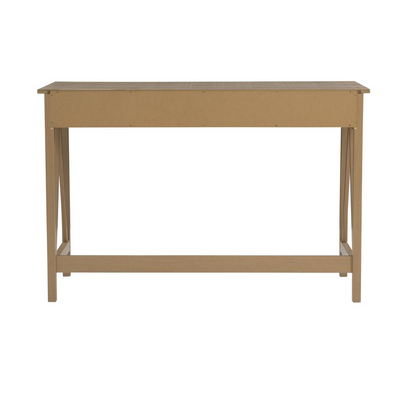 Start2Finish Titian Driftwood desk with sleek wooden surface and modern furniture design, shown from a side angle.