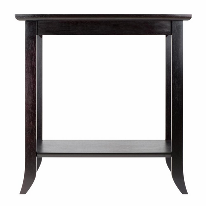 Start2Finish Genoa rectangular end table with glass top and shelf, featuring modern furniture design and sleek glass surface.
