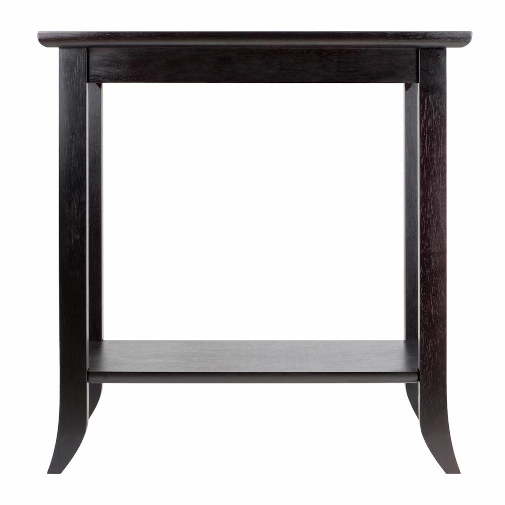 Start2Finish Genoa rectangular end table with glass top and shelf, featuring a sleek modern furniture design.