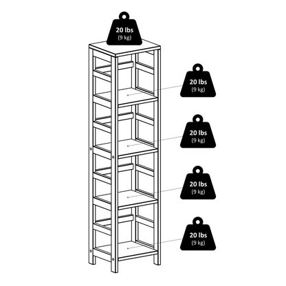 Start2Finish Capri 4-Section Storage Shelf with four beige fabric baskets, showcasing a stylish furniture organization solution.