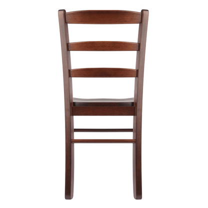 Benjamin 2-piece ladder back chair set in walnut finish by Start2Finish, featuring classic wooden chairs with ladder back design.