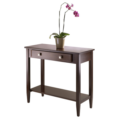 Richmond Console Hall Table by Start2Finish with tapered legs, showcasing a sleek wooden surface and modern design for entryways.