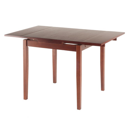 Start2Finish Pulman Extension Table in walnut wood with extended surface, showcasing its sleek design and rich wood grain.