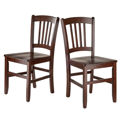 Start2Finish Madison 2-Pc Set of slat back chairs with wooden legs and armrests, featuring a classic design and comfortable seating.