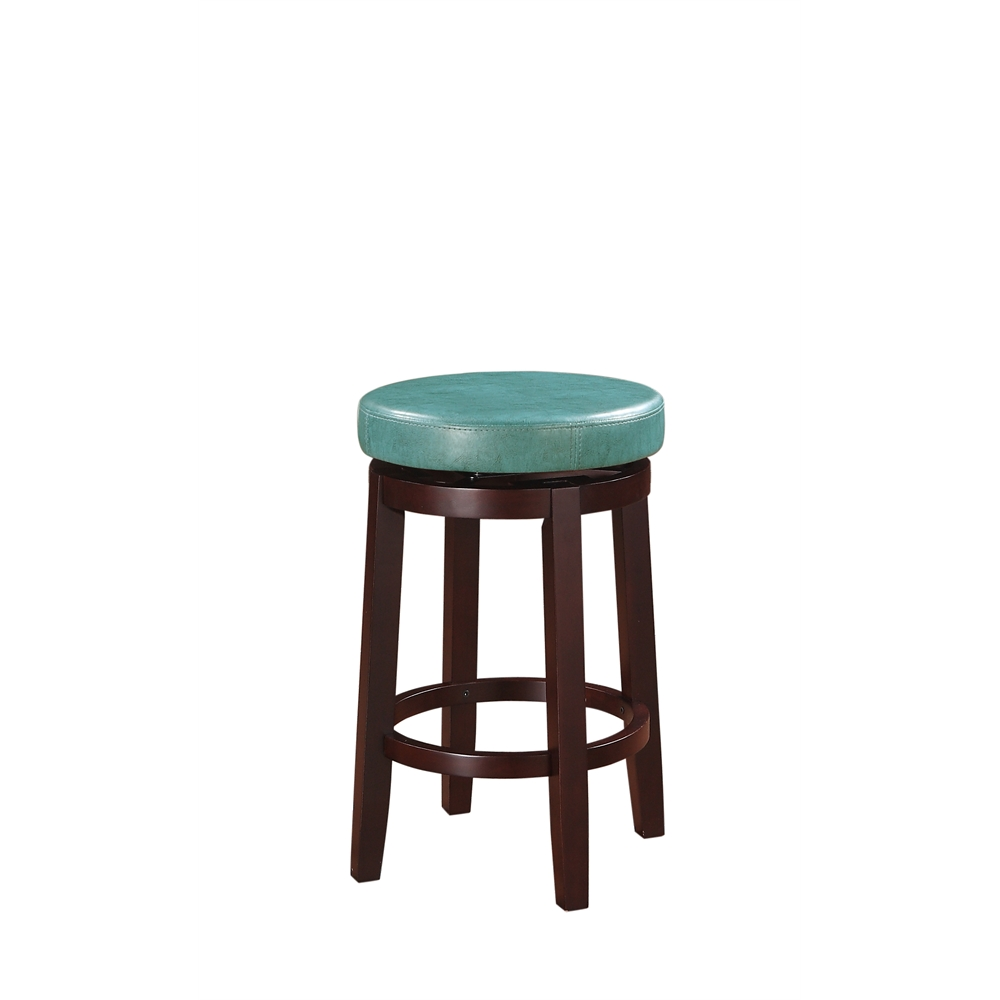 Start2Finish Maya Teal 24-inch counter stool with wooden legs and cushioned teal seat, suitable for kitchen or bar area.