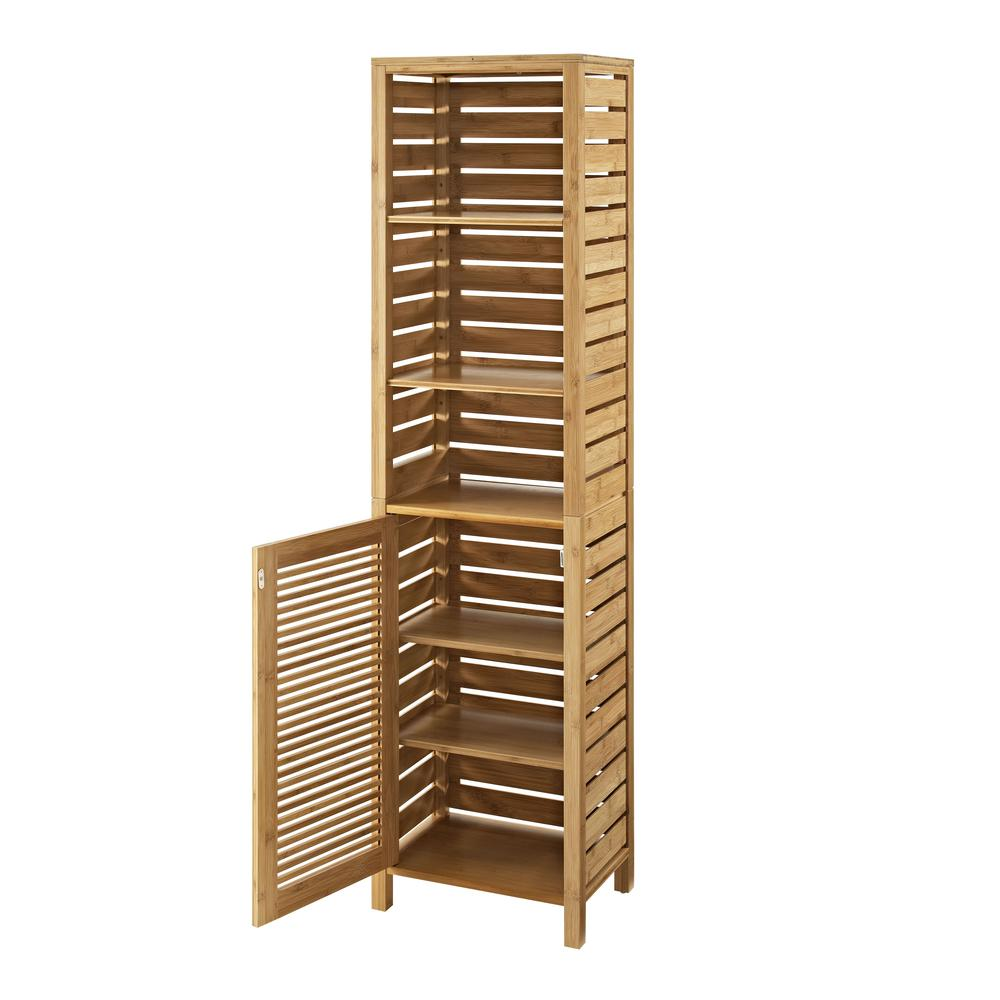 Start2Finish Bracken Tall Bath Cabinet with doors and shelves, finished in a sleek, modern design for bathroom storage.