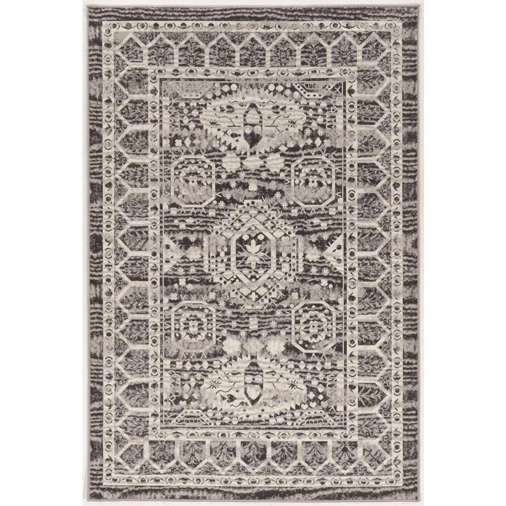 Vintage Hamadan grey and charcoal rug with intricate patterns, 5x7.6 feet, from Start2Finish, showcasing traditional design and craftsmanship.