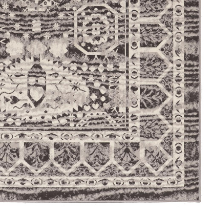 Vintage Hamadan grey and charcoal rug, 5x7.6 feet, from Start2Finish featuring intricate traditional rug design.