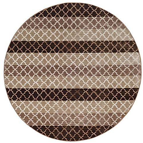 Start2Finish Evolution TrellisStripes beige and brown rug with geometric pattern and textured design.