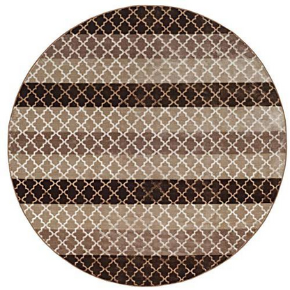 Start2Finish Evolution TrellisStripes beige and brown rug with geometric pattern and textured design.