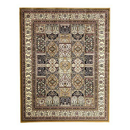 Start2Finish Persian Treasures Baktiyari Cream 8x10 rug with intricate traditional patterns and soft, cream-colored background.