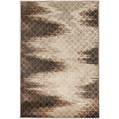 Start2Finish EvolutionTrellisZigZag rug in beige and brown, 5x7.6 feet, with a zigzag pattern and textured fabric.