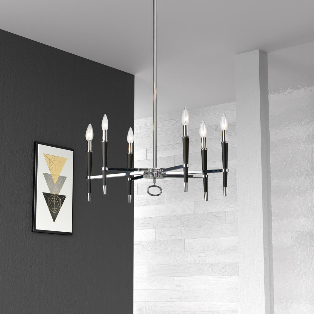 Start2Finish 6LT incandescent chandelier with PC finish, featuring six light bulbs and elegant design for stylish lighting.